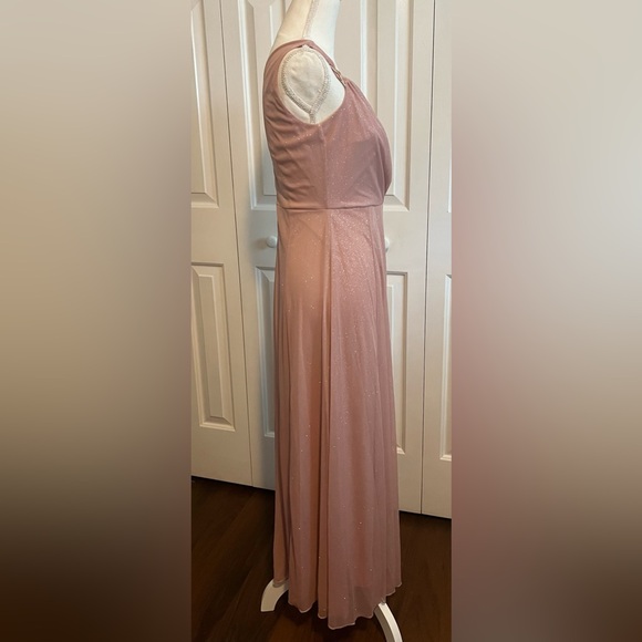 Alex B Nites Formal Pink Glittered Dress w/ Goldtone Hardware on Shoulders Sz 4 - Picture 3 of 8